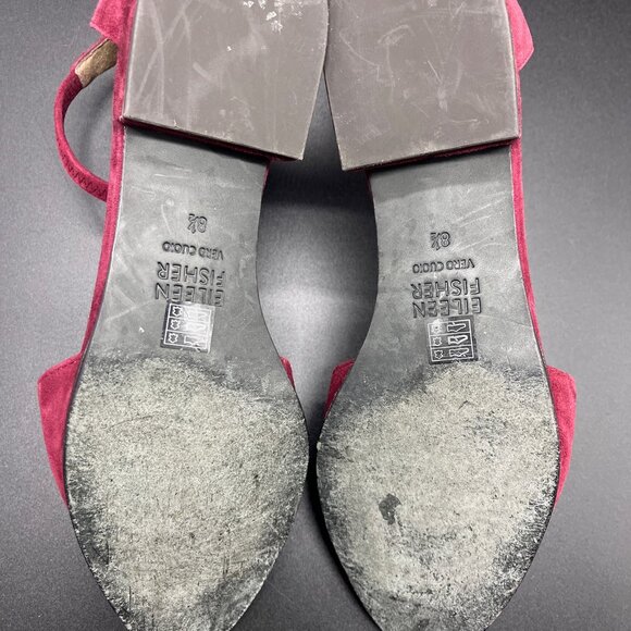 Eileen Fisher Women's Cerise Hutton Suede Ankle Strap Chunky Heel 8.5 - Picture 5 of 6
